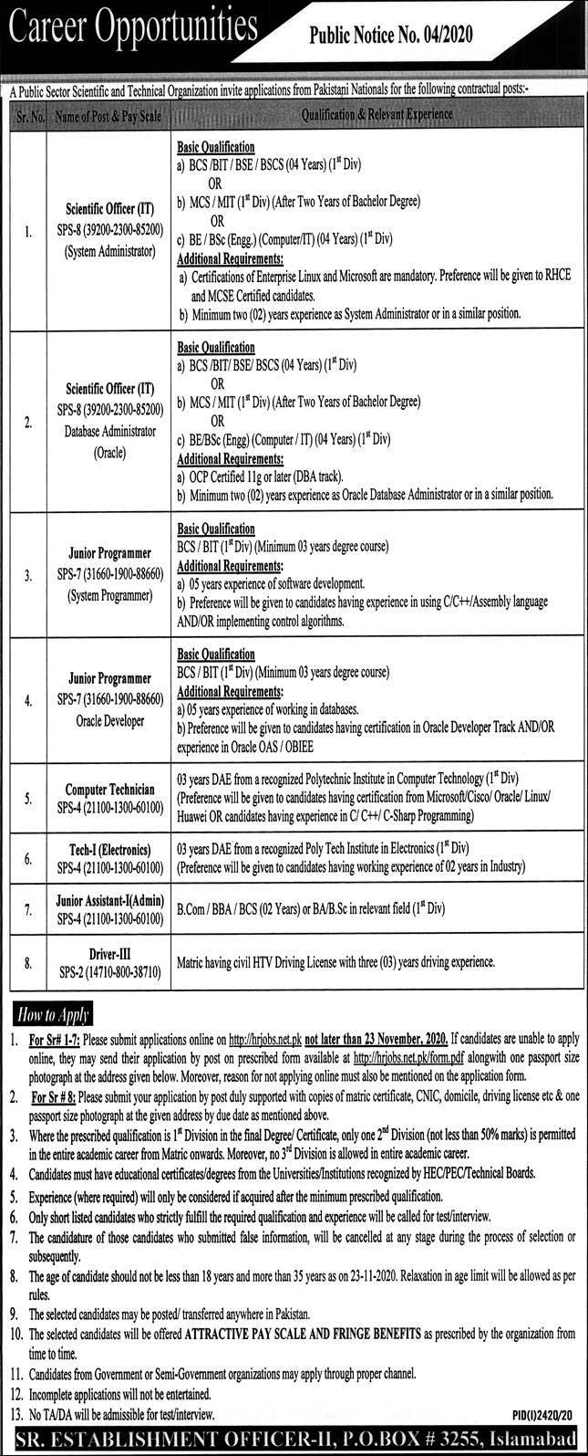 P.O Box 3255 Islamabad Jobs 2020