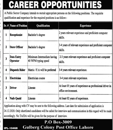 P.O Box-3009 Jobs 2020