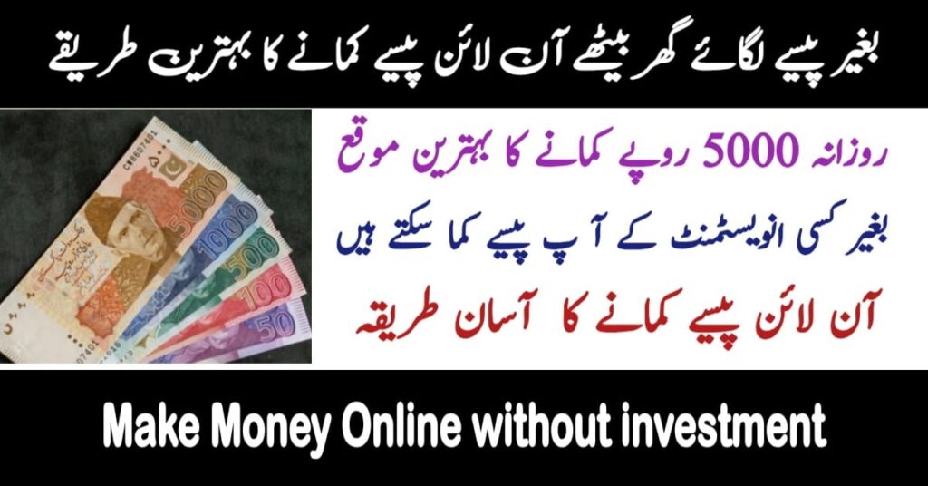 Make Money Online Without Investment in Pakistan
